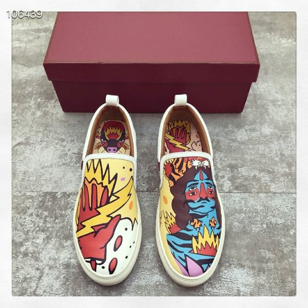 

2019 new arrival fashion men casual shoes luxury design genuine leather 3d printed loafers style shoes size:39-43, Black