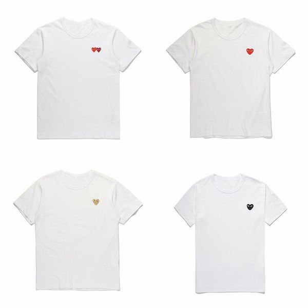 

new commes des garcons mens designer t shirts printed red-hearted cotton tees for men and women in summer, Black;blue