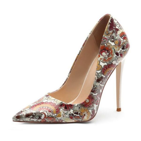 

plus size 34-45 women patent leather pumps mixed color super high stiletto heel pumps shallow summer pointed toe shoes, Black