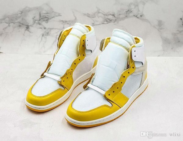 

x 1 white yellow black men basketball shoes 1s mens designer sports sneakers comfort us12