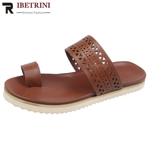 

ribetrini western concise shoes women fashion hollow fretwork slippers summer casual low heel flip flop, Black