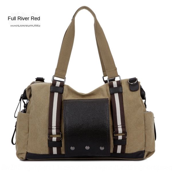 

exclusive men's hand casual hand canvas canvas bag large capacity single shoulder outdoor messenger bag travel backpack, White