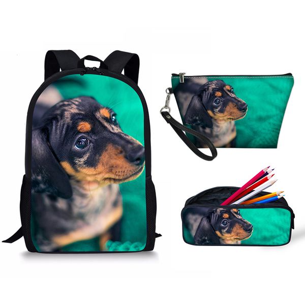 

dachshund printing new school backpack fashion women makeup beautiful bag student shoulder backpack pencil schoolbags girl boy