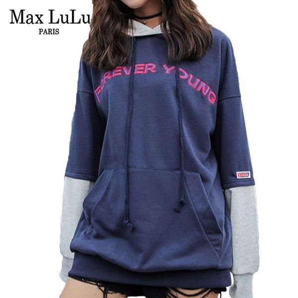 

max 2019 autumn fashion style tracksuit ladies cotton streetwear womens hooded hoodies embroidery casual female sweatshirts, Black