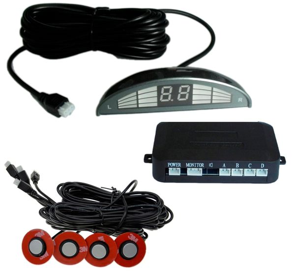 

universal led car reverse assistance backup radar system new led parking sensor parking assist with 4 pcs13mm ultrasonic sensors