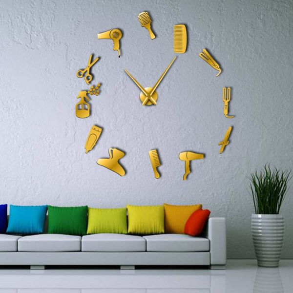 

barber tools clocks fashion 3d wall clock three-dimensional acrylic diy wall clock simple jewelry home decor