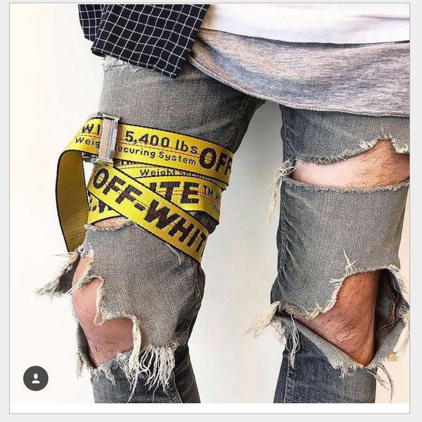 

2019 new brand fa hionable canva off belt white blet men lei ure golden yellow belt well made canva men women belt 200cm