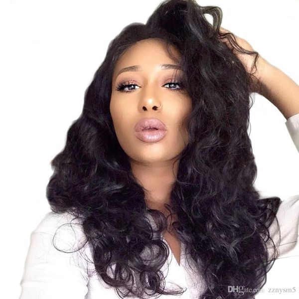 

full lace human hair wigs pre plucked with baby wig body wave brazilian remy hair wigs natural bleached knots, Black