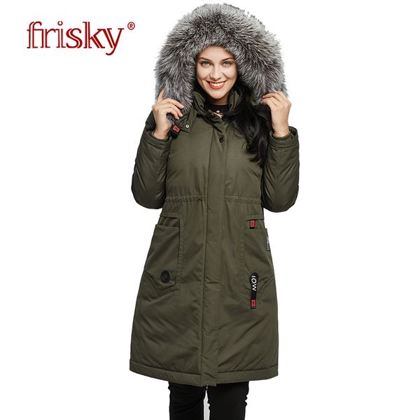 

2018 frisky winter women's jacket big size coat warm down jacket women's large parkas new winter cotton outwear ukraine fr-1569, Black