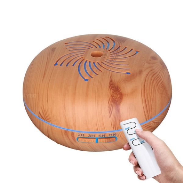 

500ml remote control ultrasonic humidifier aroma essential oil diffuser wood grain aromatherapy diffuser with led light for home