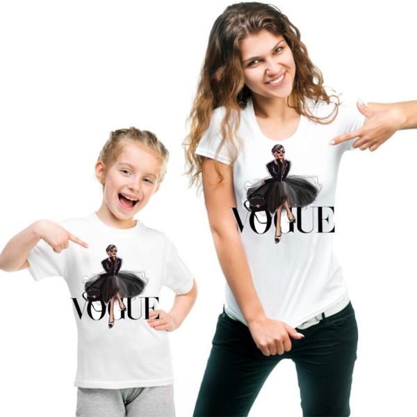 

новый мультфильм family matching эпикировка хлопок t-shirt мать дочь одежда ct-1911, Blue