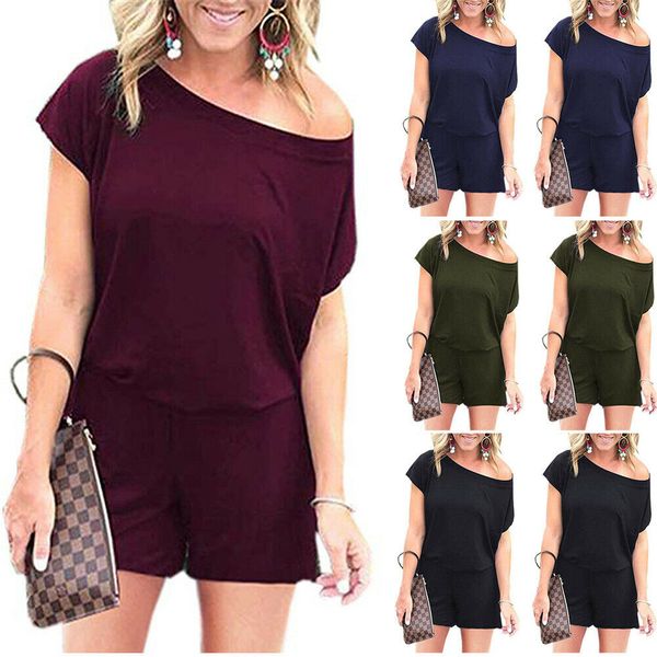 

women summer plain playsuit loose jumpsuit romper beach shorts pants