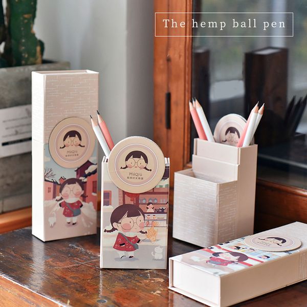 

kawaii cartoon multifunctional deformation foldable pencil case high-quality cardboard school office stationery supplies gifts