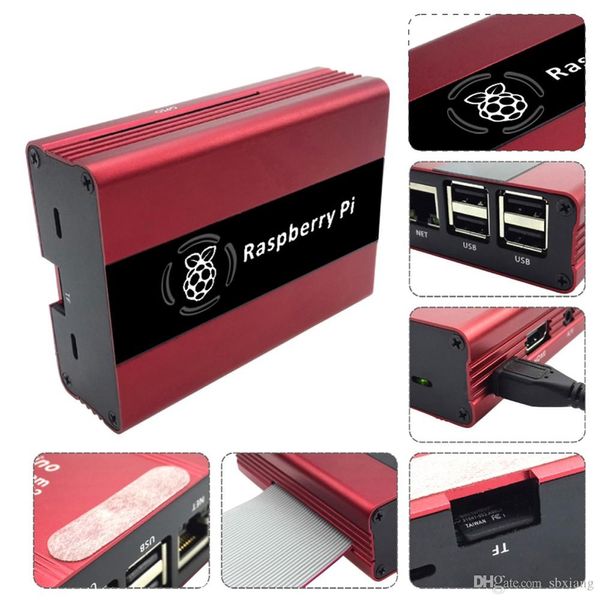 Freeshipping Per Raspberry Pi 3 Guscio in metallo in lega di alluminio con ventola Compatibile Raspberry 2 / Rpi B + Buona dissipazione del calore Custodia Bo