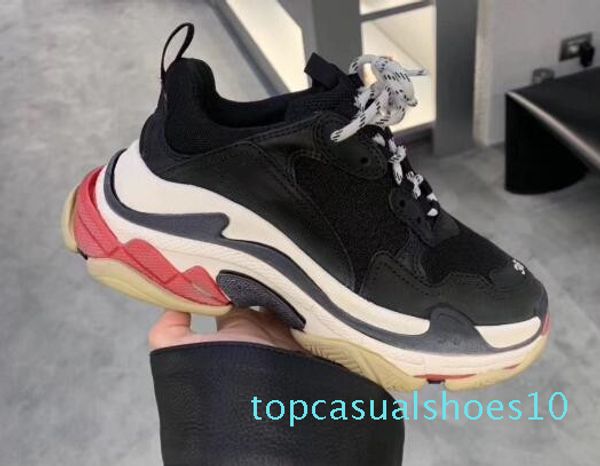 

paris fashion luxury designer women shoes dad shoes triple s 17fw sneakers for men women spring chaussures navy blue orange daddy shoes t10, Black