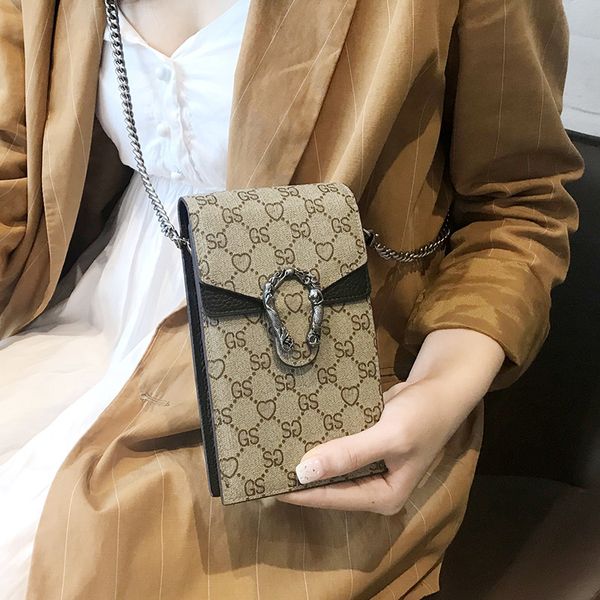 

fashion mobile phone bag genuine leather women designer handbags simple mini messenger crossbody shoulder chain bag ladies purse