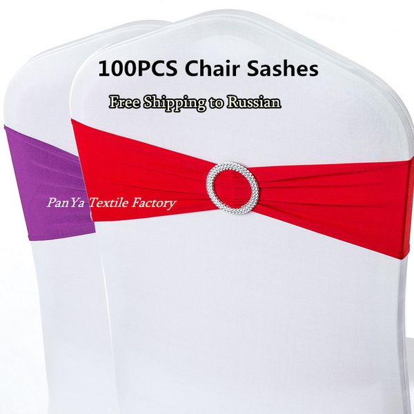 

100pcs spandex chair cover sashes stretch lycra gold chair bands with buckle for wedding decor bow knot of chairs