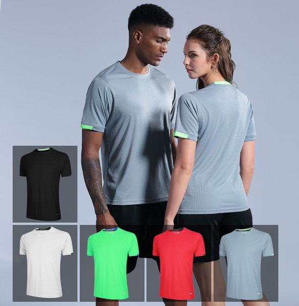 

fitness clothing short-sleeved men and women loose quick-drying clothes sports t-shirt basketball training summer shirt, Black;blue