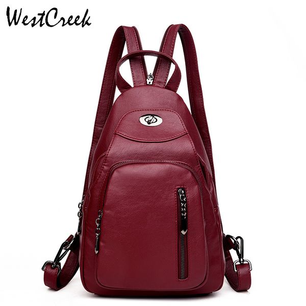 

westcreek brand soft pu leather backpacks women female fashion daypack college bag for girls school backpack purse