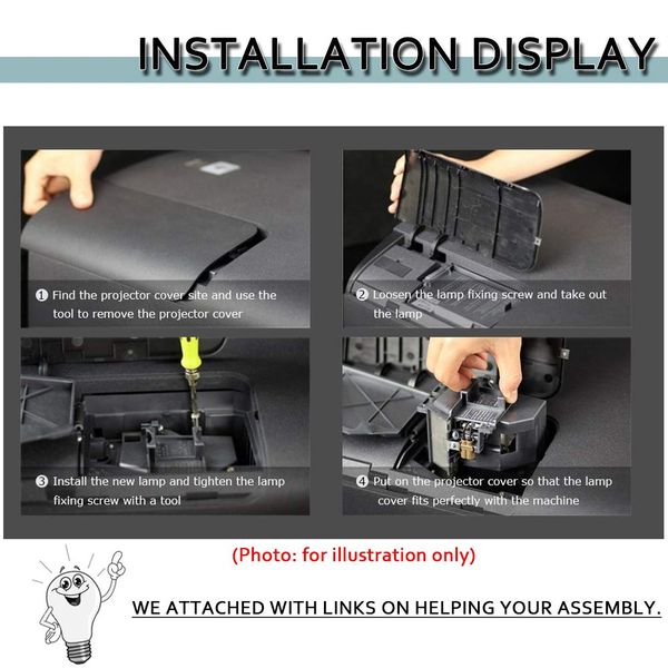 

5j.06001.001, 5j.08g01.001, 5j.y1e05.001 replacememnt lamp bulb with housing compatible with benq mp730 projectors