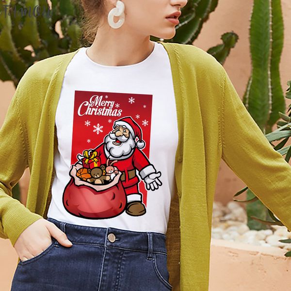 

new santa claus t shirt women fashion merry christmas harajuku t shirt white hipster suitable all seasons tshirt clothing