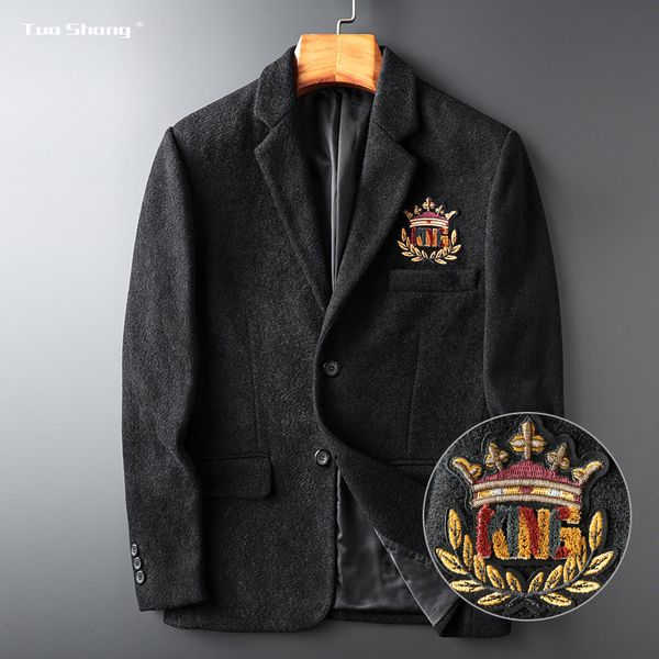 

autumn | extension men's wear oupin light luxurious woolen man's suit male man heavy aberdeen chapter man small lead man's su, Black