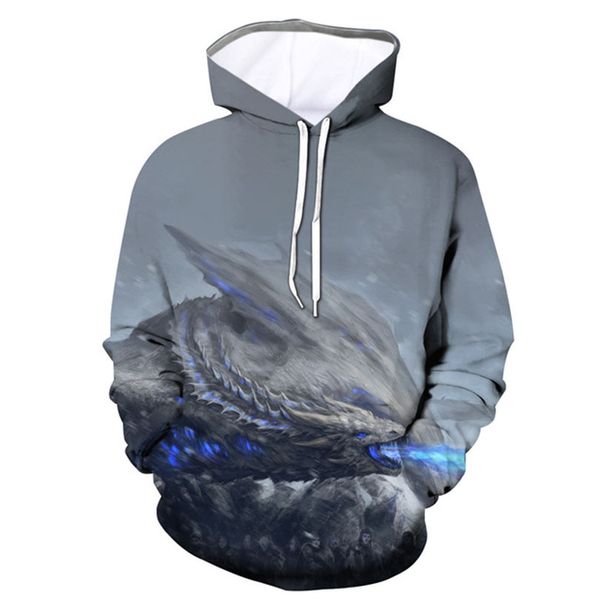 

song of ice and fire game right 2019 new explosion models of foreign trade final season 3d digital printing hooded sweater, Black
