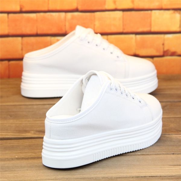 

women's shoes platform tennis female casual sneaker round toe slip-on breathable cross summer new small slip on fabric, Black