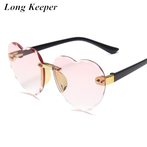 

longkeeper 2020 fashion kids rimless sunglasses girls baby love heart shape sun glasses uv400 children gradient shades oculos, White;black