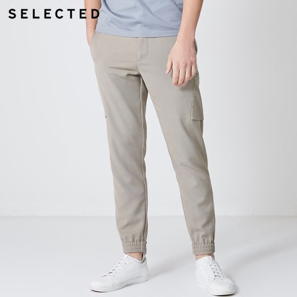 

men's pure color elasticized waistband ankle-tied pants s|419114550, Black