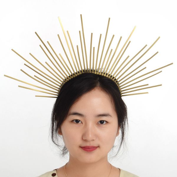 

women halo crown headband gold bridal wedding headdress party costume plastic spike headpiece hair accessory cosplay, Silver