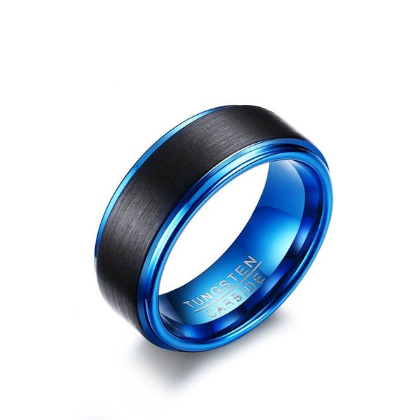 

8 мм черный синий цвет мода простые мужские кольца карбида вольфрама кольцо ювелирные изделия подарок для мужчин мальчиков j050, Silver