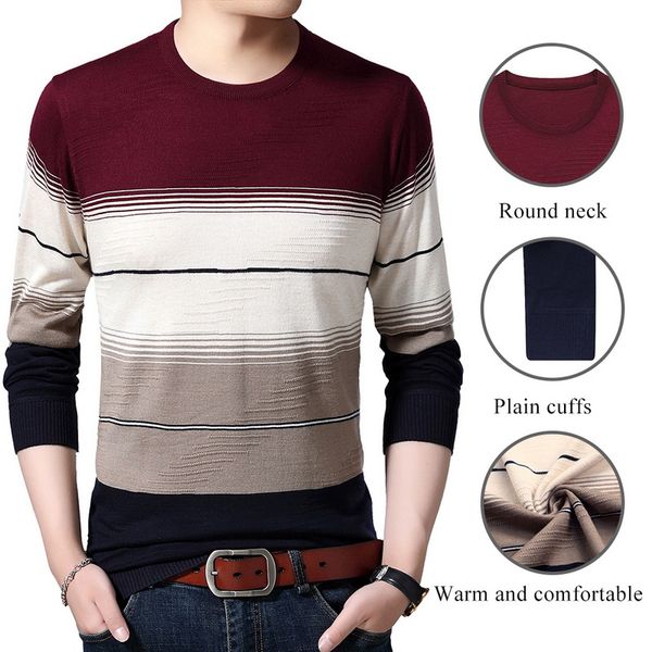 

men's knitted sweaters slim round neck sweaters for autumn winter fashion men's casual athleisure fashion blouse, White;black