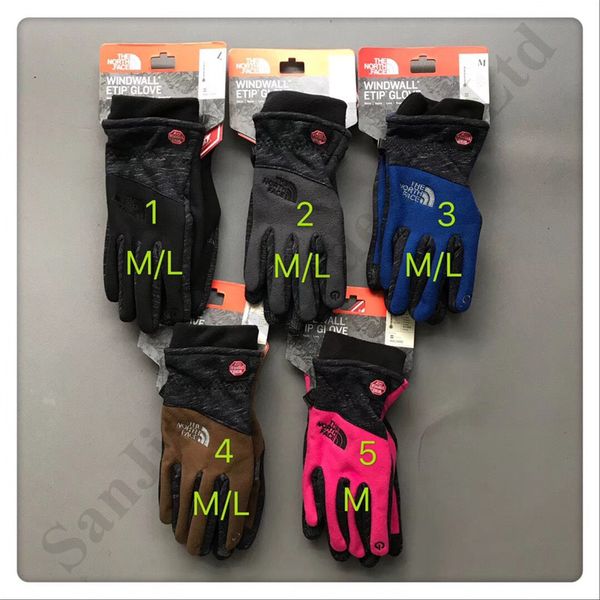 

brand the north winter fleece gloves face touch screen gloves men women outdoor sports ski warm mittens luxury telefingers c92601, White