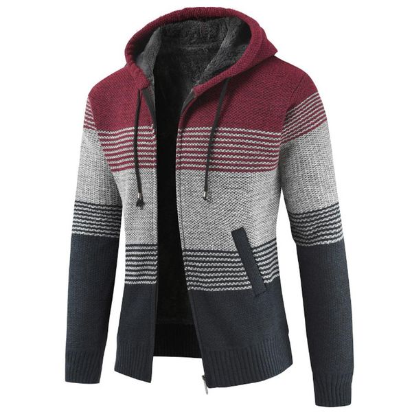 

jacket men long sleeve hoodie casual loose striped pocket zip front cardigan sports jacket manteau femme hiver 2020 xmas gifts, Black;brown