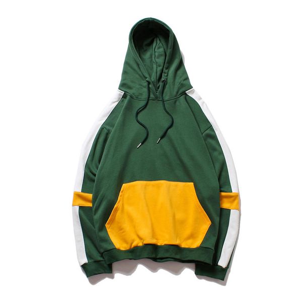 

men long sleeve hoodieso-neck pullover hooded sweatshirts women & men streetwear stitching hoodies neutral clothing, Black
