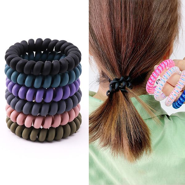 

10pcs frosted colored telephone wire elastic hair bands for girls headwear ponytail holder rubber bands women hair accessories, Slivery;white