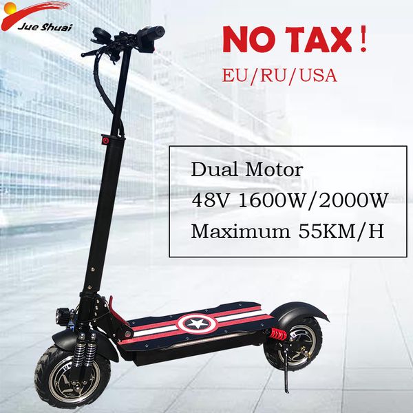 

48в 2000вт 10-дюймовый электрический самокат для взрослых с двумя двигателями 55км/ч складной электрический скейтборд ховерборд без налога с