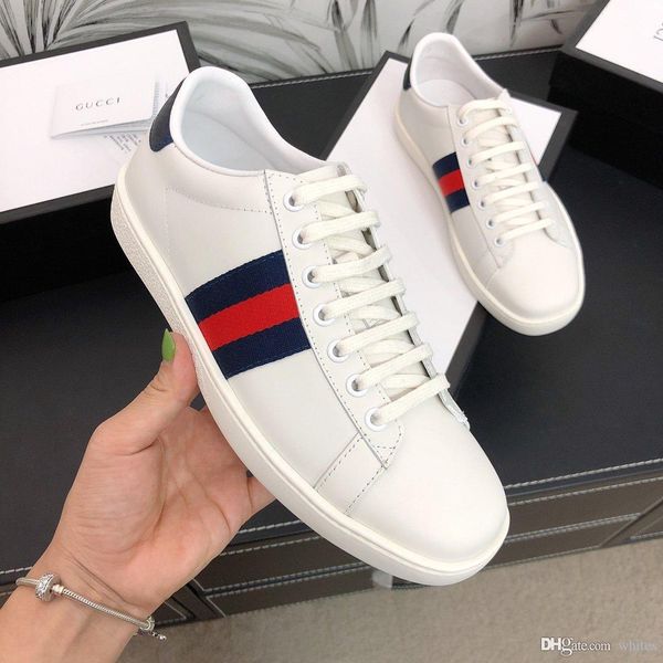 

luxury fashion boxed g26 men s women s ace white bees genuine leather sneakers shoes sandals gg gucci, Blue;gray