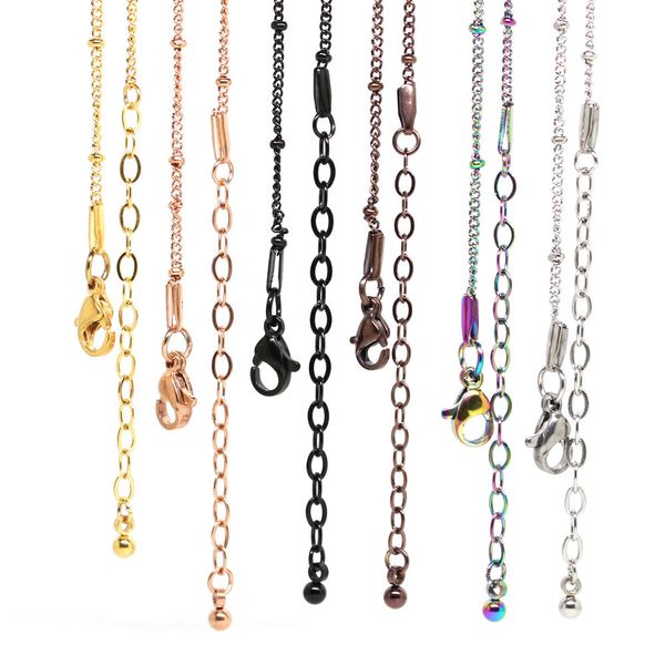 

carvort 45cm plus 5cm 18 inches with 2 inches extender stainless steel ball station chain floating locket chains necklace chain, Silver