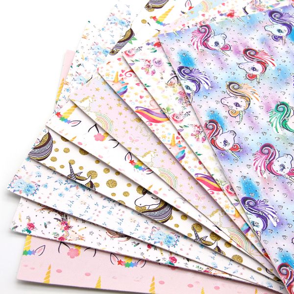 

20*34cm 9 pcs/set unicorn printed synthetic leather ,diy handmade materials for making book cover handbag shoes,1yc5435, Black;white