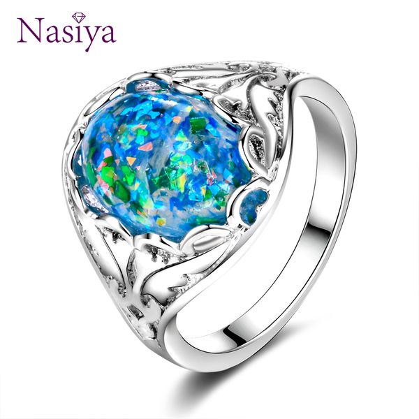 

brand opal rings sterling silver 925 jewelry ring fancy anniversary gift for women 10x14mm bezel setting stones size 6-10, Golden;silver