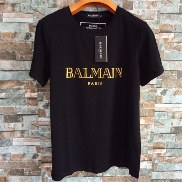 

ww-balmain luxury mens конструктора тенниски способа письмо печати конструктор tshirt короткие рукава высокого качества мужчины женщины хип, Black