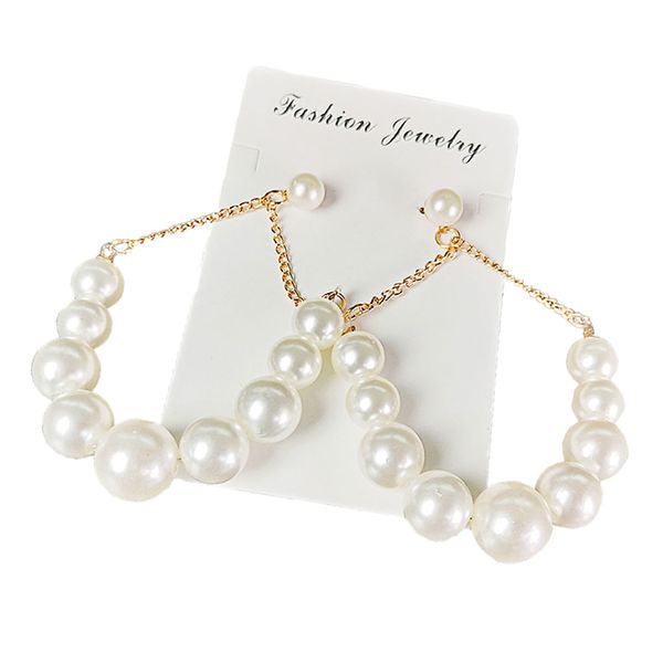 

beaded pendant earrings with white pearls for women jewelry stud drop jewelry wedding pearl earrings for bride - 9x4cm - 18g, Golden
