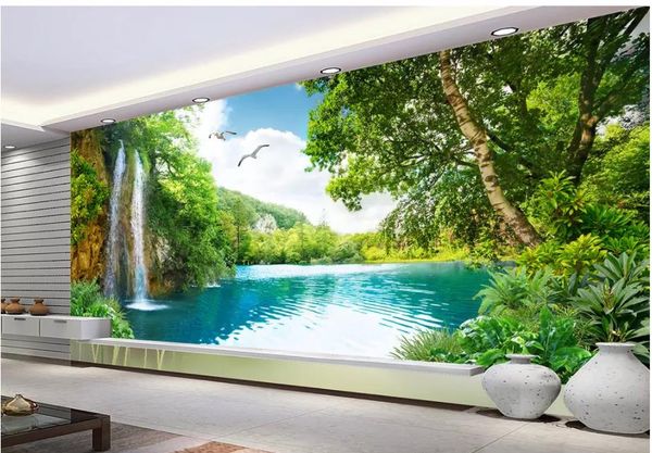 

p wall murals wallpaper beautiful landscape painting mountain scenery waterfall jiangnan landscape background wall