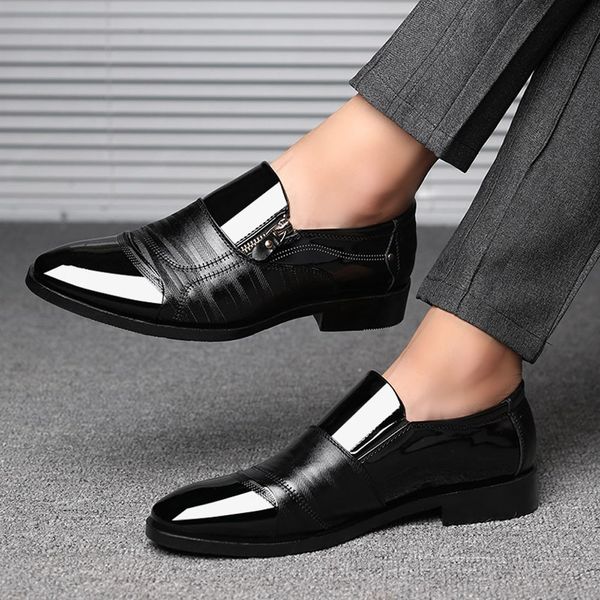 

business dress shoes pointed head men shoes a pedal casual lazy side zipper shoe for dropshipping 20180823, Black