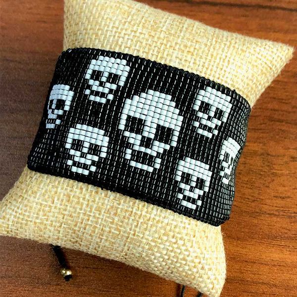 

bluestar miyuki bracelet women skull bangle 2020 colorful bracelets skull jewelry miyuki handwoven diy accessories, Black