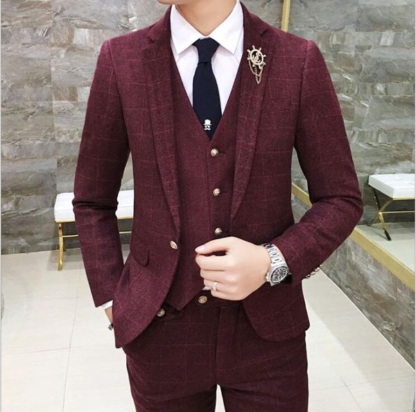 

suit jacket men's korean fashion wild wedding dress groomsmen dress business casual small blazers suits, White;black