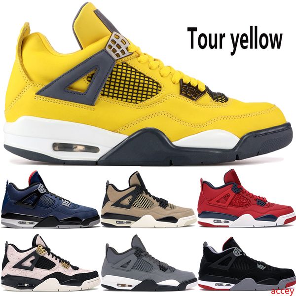 

tour yellow 4 4s jumpman mens basketball shoes bred fiba silt red splatter winter tatoo green grow black cat men trainers us 7-13