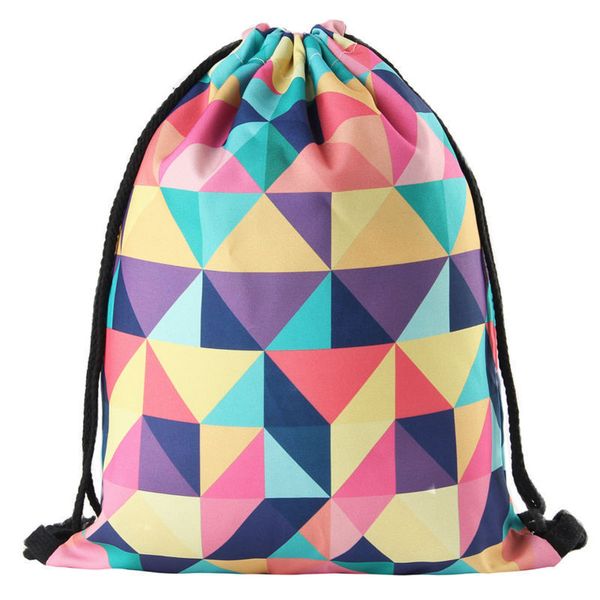 

new fashion women geometric backpack 3d printing travel softback women mochila drawstring bag mens backpacks